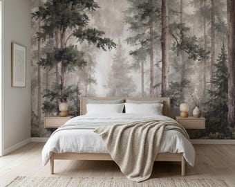 TREES AND STARS Wall Mural -  Removable or Traditional Wallpaper, Peel + Stick