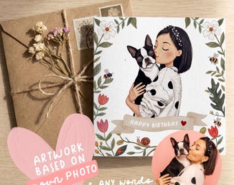 Custom Portrait Greeting Card from Photo | Personalised Digital Painting Card | Birthday, Wedding, Engagement, Anniversary, New Baby Gift