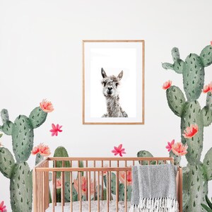 TESSUTO Boho LARGE SET Cactus Nursery Wall Stickers / Decals - Camera da letto per bambini, fiori di cactus, New Baby, Boho Kids Bedroom