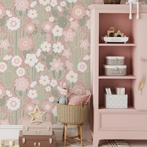 Cactus Desert Ranch Pattern Wall Mural - Wallpaper Traditional or Peel and Stick