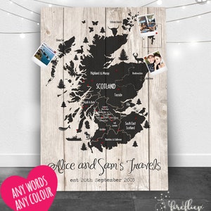 SCHOTTLAND Personalisierte Reisekarte Pin Kork Brett - Hochzeitsgeschenk Valentinstag Freundin UK Hochzeit Dekor Home Family Boyfriend