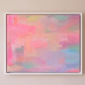 Dopamin Dekor Abstrakte Malerei Ausgefallene | Kunst in Pastellrosa | Farbenfrohes Modernes Kunstwerk | Große gerahmte Kunst | Benefiz-Spendenaktion