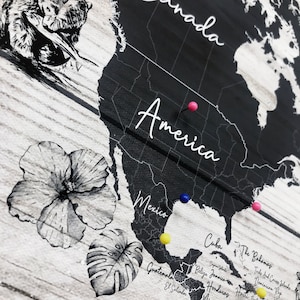 Gepersonaliseerde World Travel Push Pin Map - Houteffect + Kleuropties - 100 gratis pins