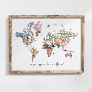Personalised Scratch Off Map Hand drawn Watercolour World Atlas - FLOWER FLORAL EDITION
