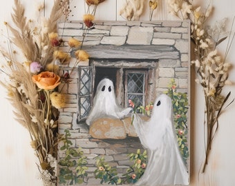 I love you Boo - Ghost Cute Unframed Print - Halloween Fall Autumn Decor