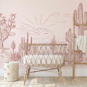 Cactus Desert Ranch Wall Mural - Carta da parati tradizionale o stacca e attacca