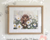 Custom Pet Portrait - Dog Memorial Gift, Cat Portrait Painting, Personalised Pet Art, Pet Loss, Dog Lover, Daisys - Illustration / Painting