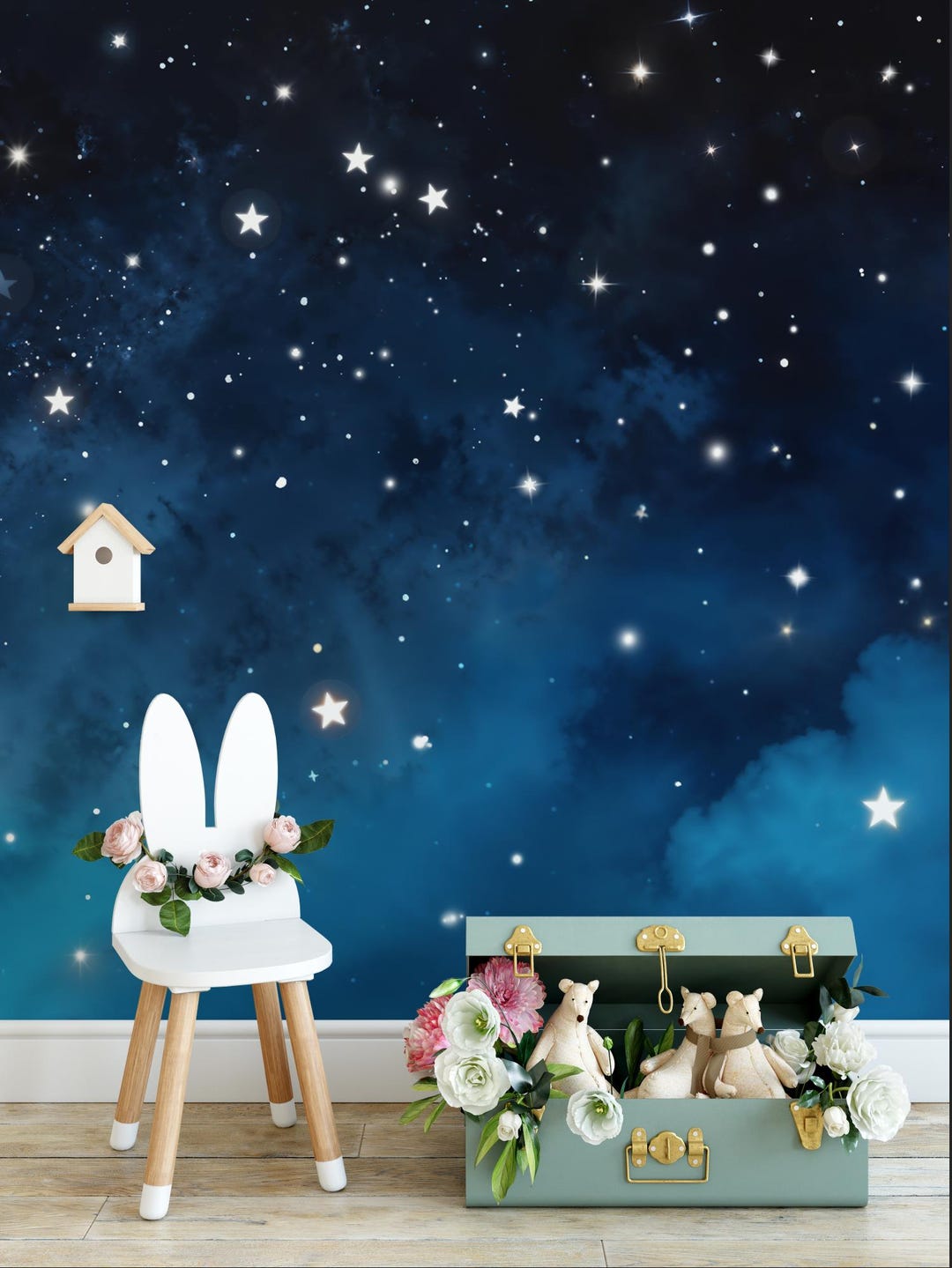 Peel and Stick and Traditional Starry Night Sky Wall Mural Nursery ...