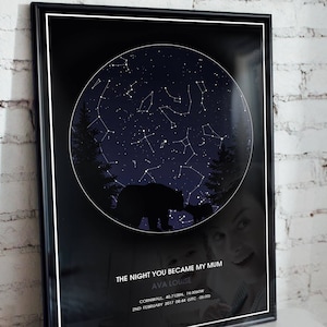 GRAND personnalisé Écrit dans les étoiles Carte STAR - Fête des mères maman nouveau cadeau bébé imprimé