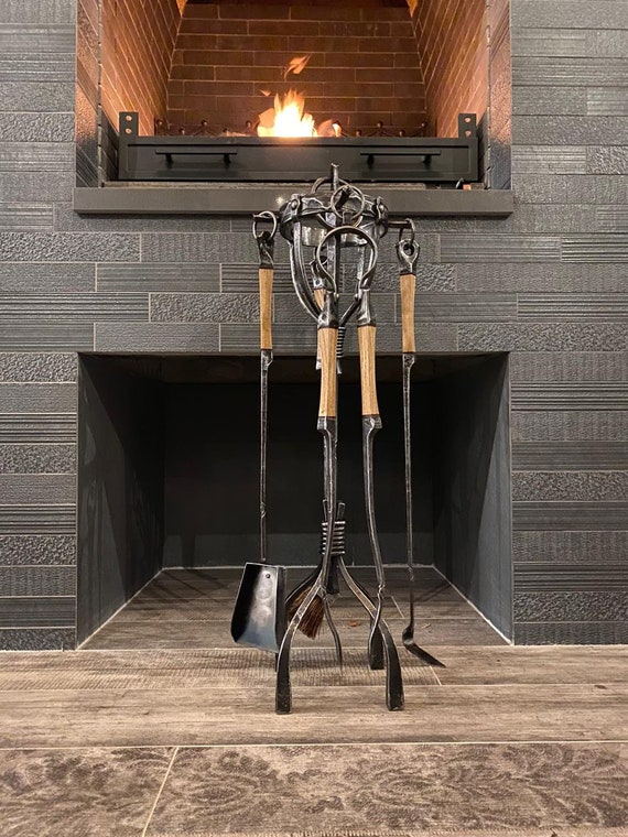 Fireplace Tools Fireplace Tool Set Iron Tools Hand Etsy