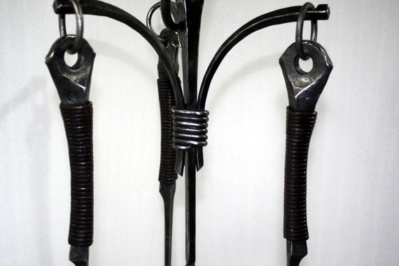 Fireplace Tool Set 3 Piece With Stand Fire Poker Shovel Etsy