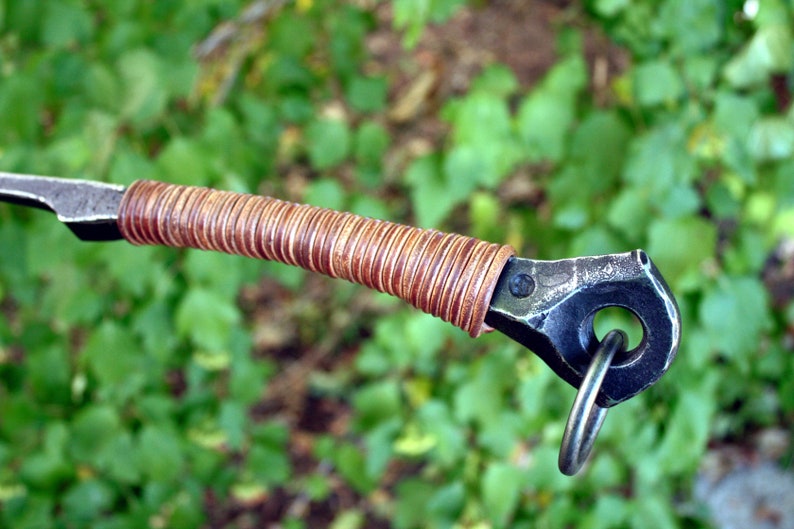Fire Poker Leather Handle Hand Forged Fire Tool Hearth | Etsy