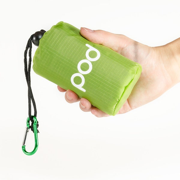 Green Pod Adventure Pocket Blanket 63x44", Lightweight, Waterproof, with Pouch/Carabiner, Great for Hiking, Camping, Beach, Picnic, Outdoor