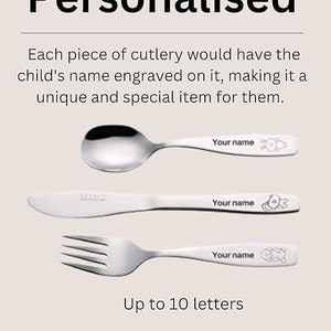 CosyAurora x Exzact Personalised Children's Cutlery, 3pcs Kids Cutlery 3pcs Personalised Name, Kids Cutlery Set Sets & Personalise