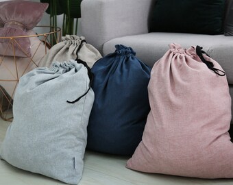 linen laundry bag large linen bag LH0009 natural linen storage basket hanging linen bag home linen bag linen laundry Large home bag