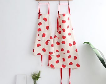 Mini-me Tomato Aprons, Cotton Aprons, Parent-child Aprons, Kitchen Aprons, kids Aprons, Full Aprons