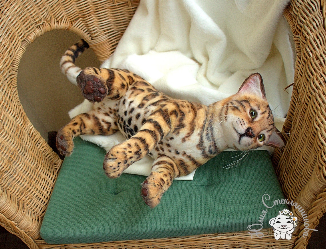 Bengal cat stuffed toy realistic toy stuffed animal Etsy