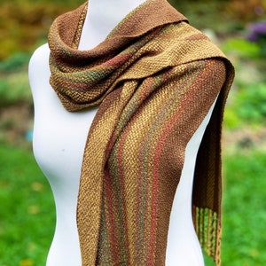 Handwoven golden scarf | Rayon Vegan Scarf | Hypoallergenic