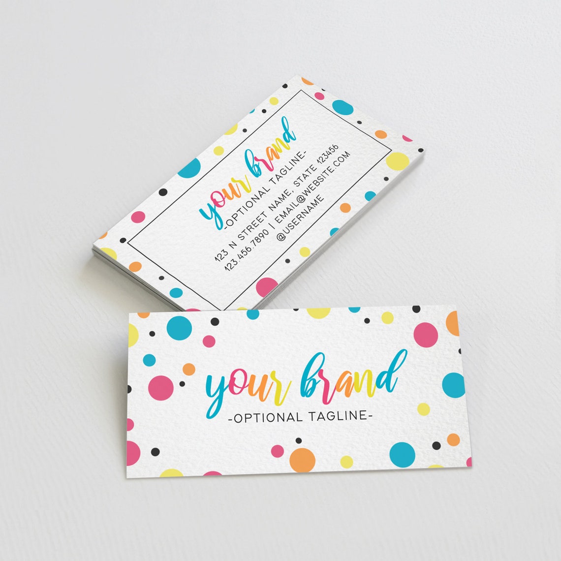 Colorful Polka Dot Business Card Template colorful polka dot Etsy
