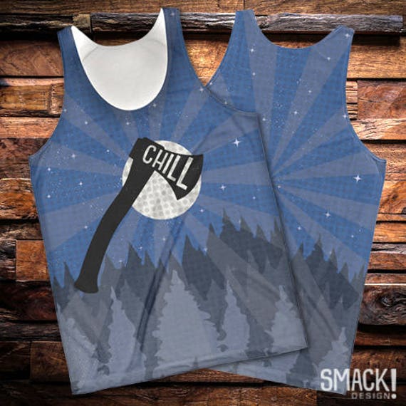 Blue 'Chill Axe' unisex tank
