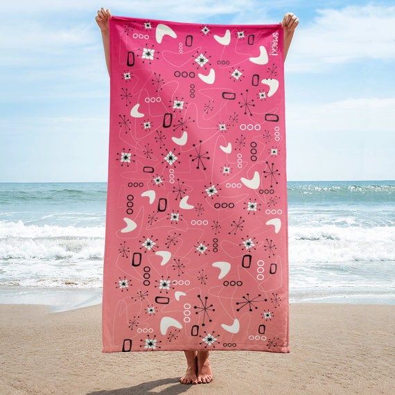 Mid Century Sunrise beach blanket towel