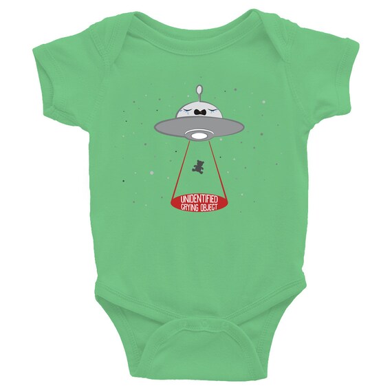 Green baby onesie short sleeve 'Unidentified Crying Object' 3 months to 2 years