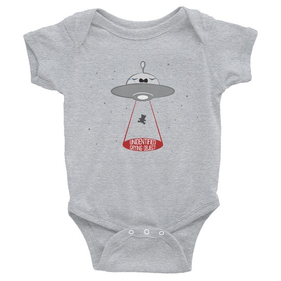 Heather Grey baby onesie short sleeve 'Unidentified Crying Object'