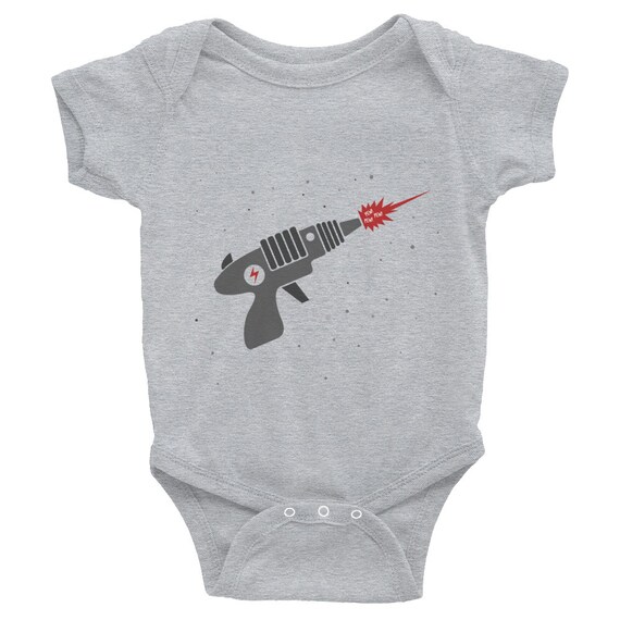 PEW PEW baby onesie short sleeve Heather Grey