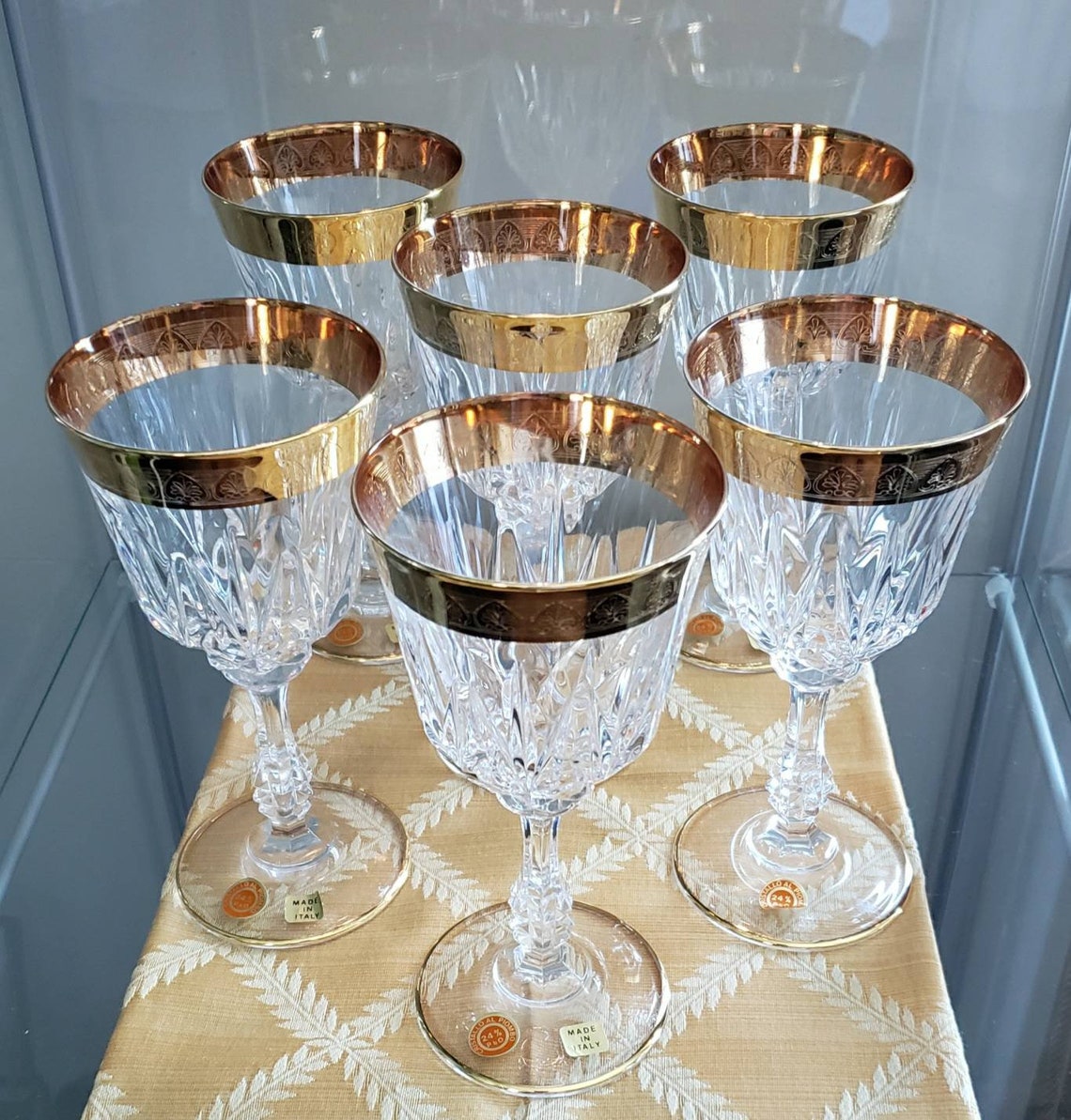 Vintage Gold Rim Italian Crystal Stemware set of 6 wine Etsy