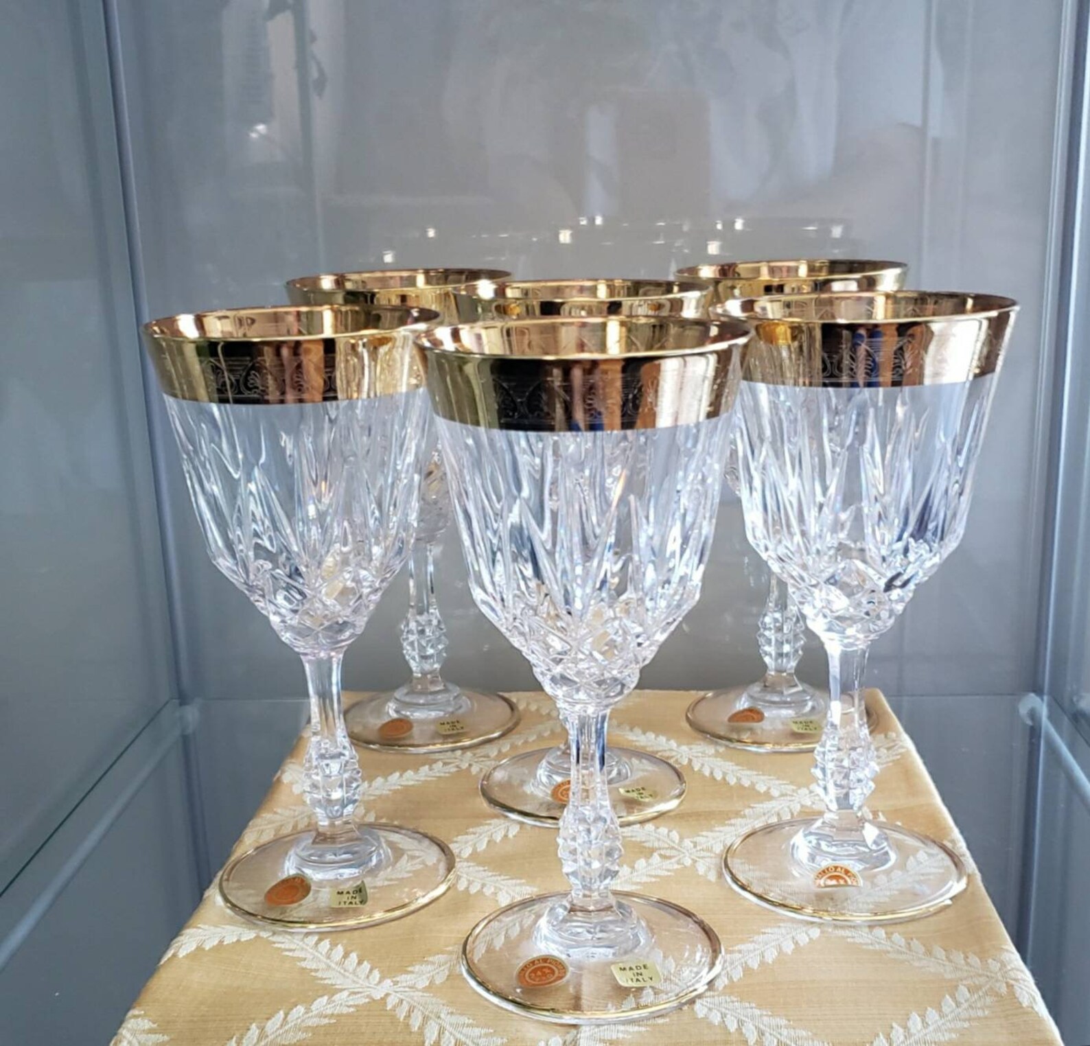 Vintage Gold Rim Italian Crystal Stemware set of 6 wine Etsy