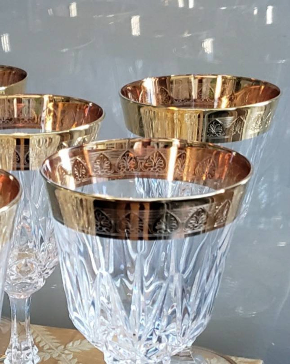 Vintage Gold Rim Italian Crystal Stemware set of 6 wine Etsy