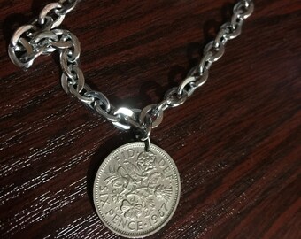 Nice Birthday Gift 1956 Lucky Sixpence /& Horseshoe Charm Keyring