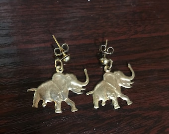 Beautiful Pair Of Gold Elephant Earrings