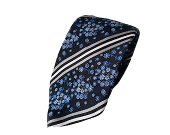 Knightsbridge Dashing Black Silk Tie with Stylish Snow Flake Motif for Men EBY