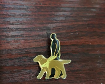 Blind Man With His Dog Metal Pin Badge