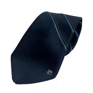 80’s Vintage Blue Silk Striped Paco Rabanne Paris Men’s Tie Necktie