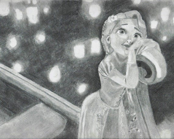 Druku Disney Ołówek Rysunek Fan Art Roszpunka Z Splątanych