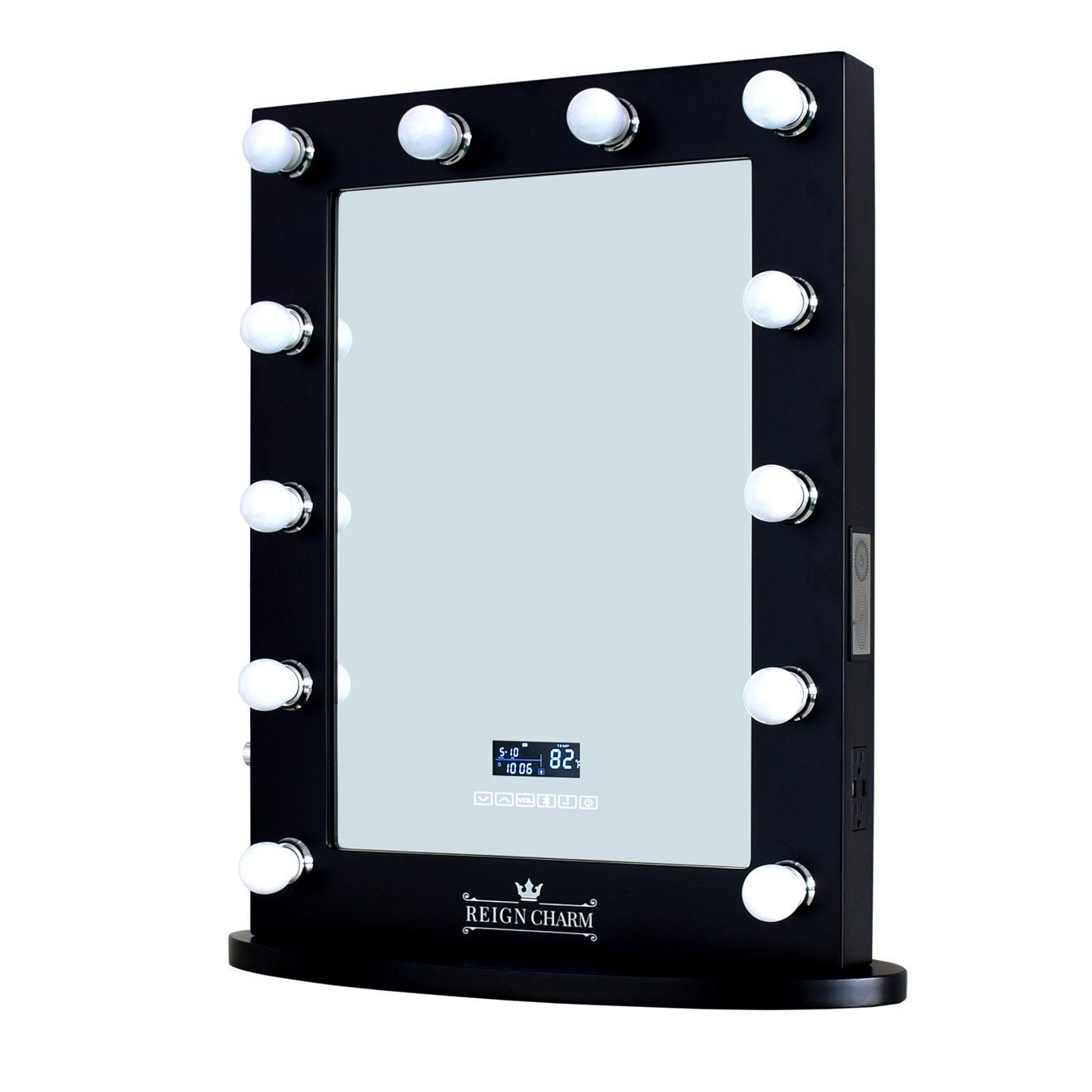 Reigncharm Hollywood Vanity Mirror 22 X 29h, 12 LED Mini Light Bulbs, Bluetooth Enabled Speakers