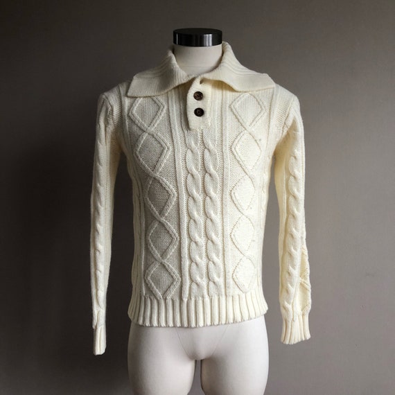 Size Medium Sears Kings Road Cable Knit Collared … - image 2