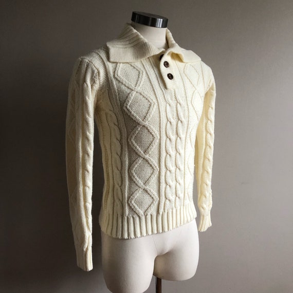 Size Medium Sears Kings Road Cable Knit Collared … - image 1