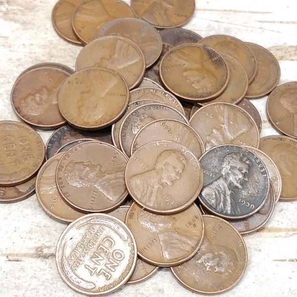 Lot of 50 Wheat Pennies, Wheat Penny Roll, Wheat Cents, US Coins