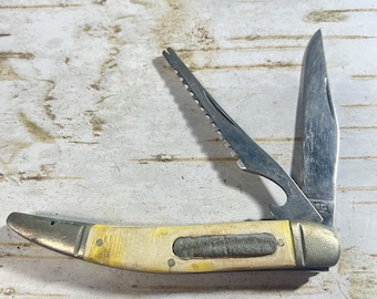 Western USA Yellow Synthetic Fisherman’s Toothpick Pocket Knife
