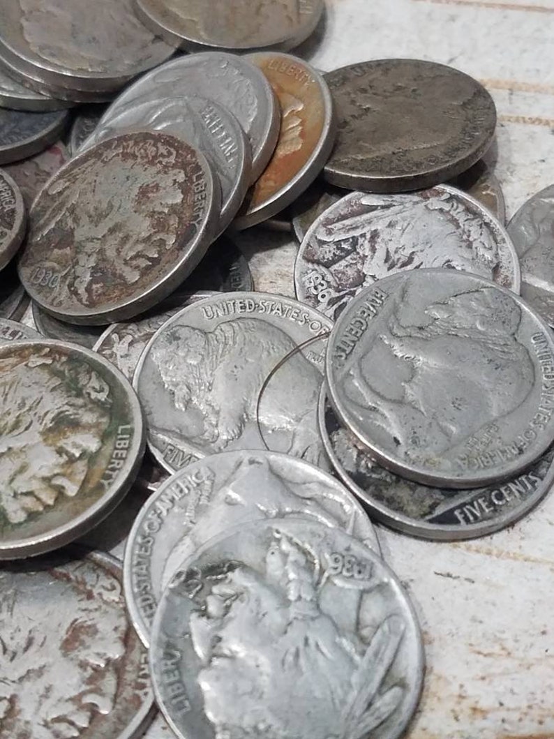 Single Buffalo Nickel, Old Buffalo Nickel, Old Coins, USA Currency, Coin Lot, Readable Date Buffalo Nickel, Indian Head nickel, Estate Coin image 3