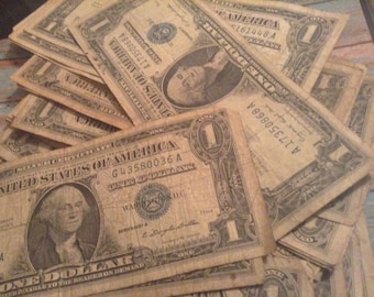 1 Silver Certificate Lot, Paper Money Collection, 1935 and 1957, Old Money, USA Currency, Authentic One Dollar Note
