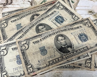 1934 5 Dollar Note Lincoln Silver Certificate Blue Seal United States Five Dollar Bill