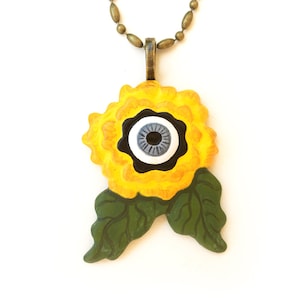 Yellow Begonia Flower Eyeball Necklace