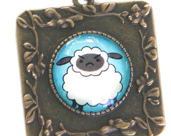 Cranky Sheep Glass Dome Necklace