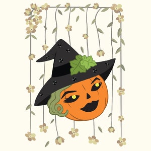 Jack O&#39; Lantern Witch Gal Greeting Card