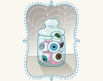 Victorian Jar of Eyeballs Handmade Greeting Card ∙ Single Card or 4-Pack Set