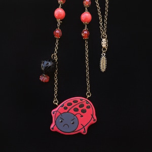 Mad Ladybug Necklace With Vintage Beads Limited Edition